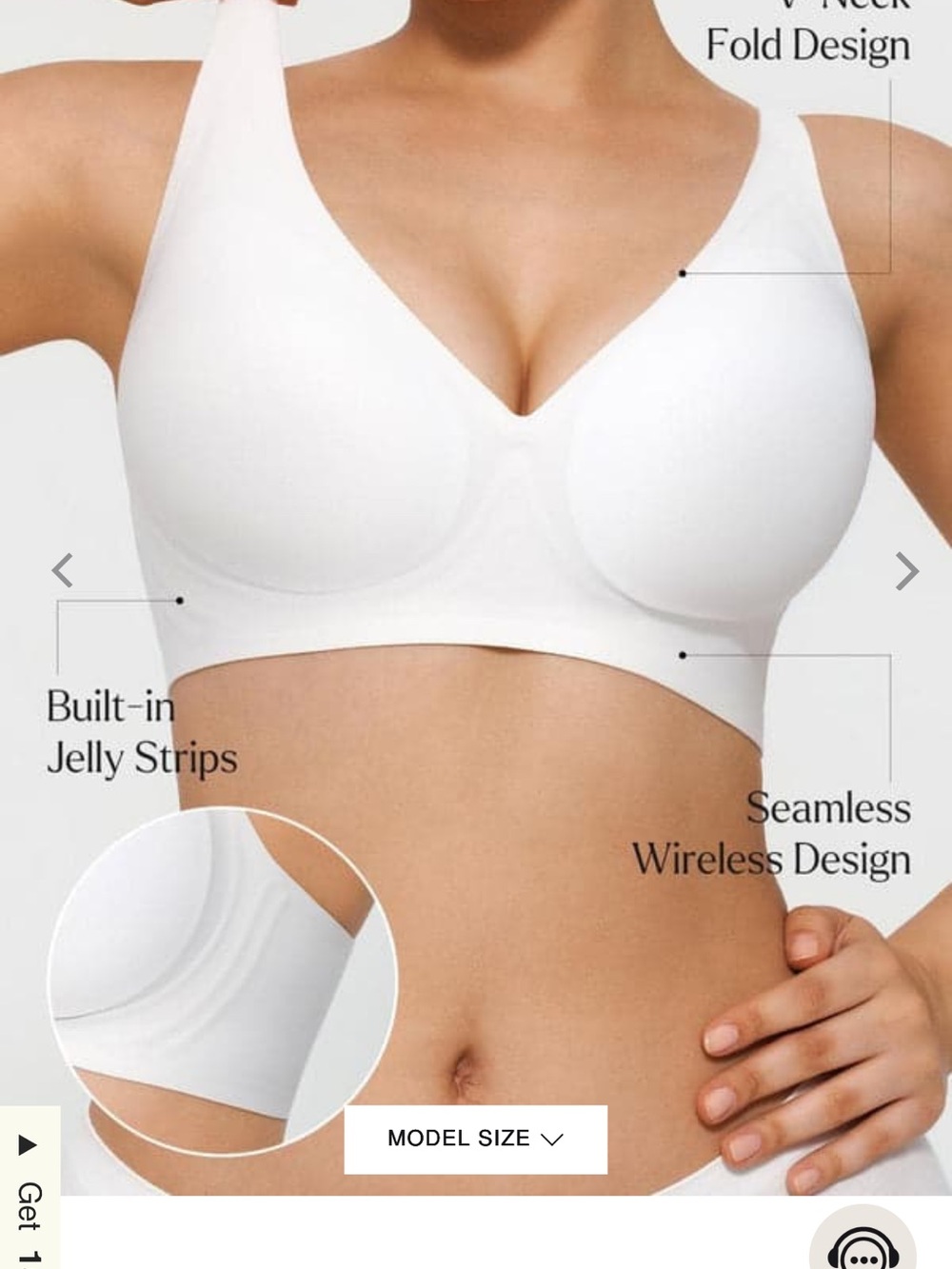 Popilush Wireless Jelly Contour Support Bra size Small